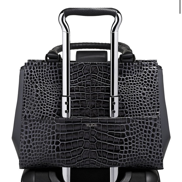 Tumi Pavia Cori Croc-Embossed Tote Bag- Charcoal - Picture 4 of 11